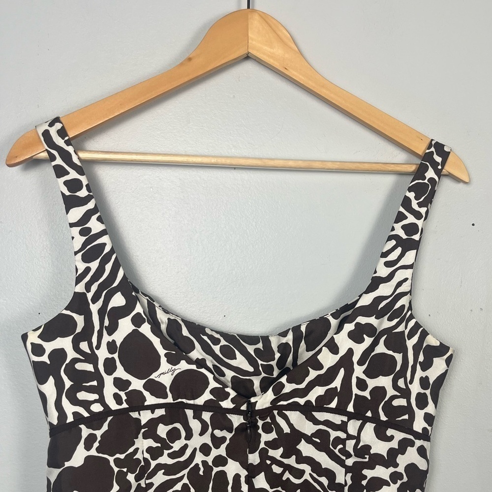 Vintage Milly NY brown and white abrstract silk empire waist dress size 6 - Picture 5 of 11
